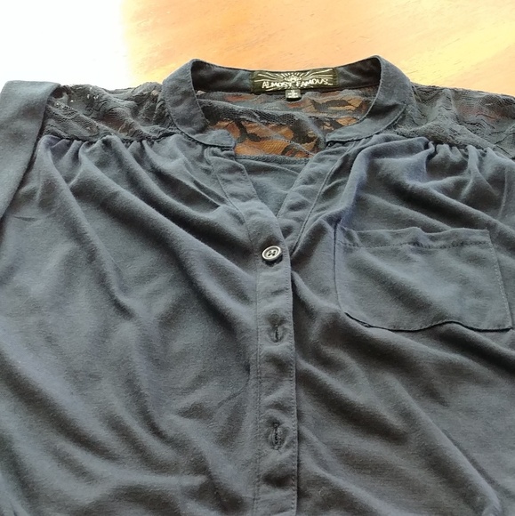 ⭐HP⭐ Almost Famous Navy Sleeveless Shirt - Picture 2 of 5